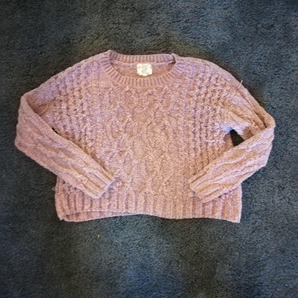 Soft pink crochet sweater